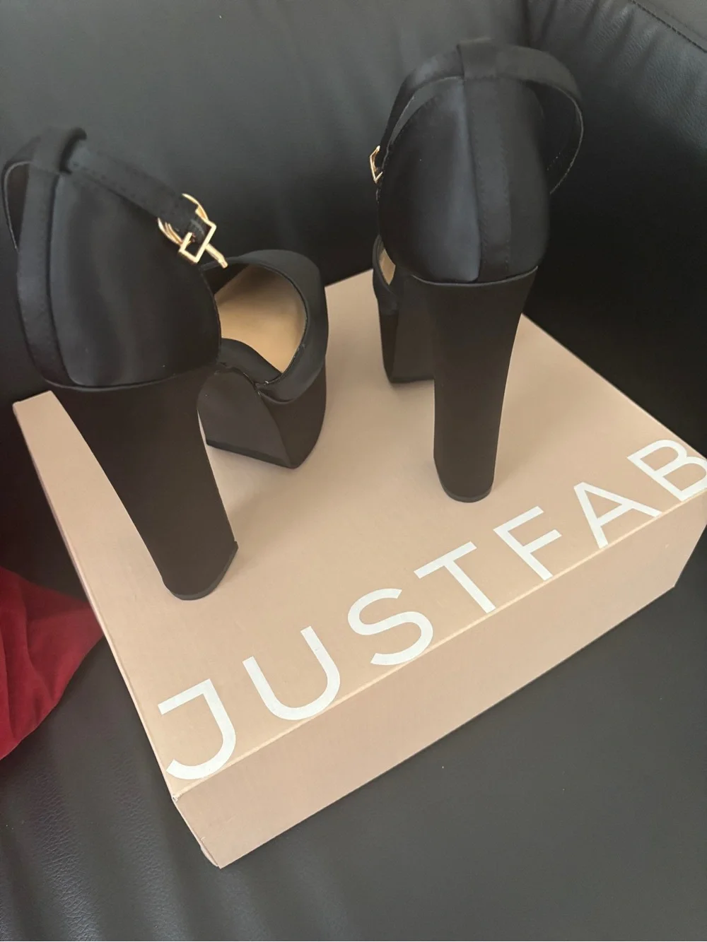 JustFab Black Platform Ankle-Strap Mary Janes